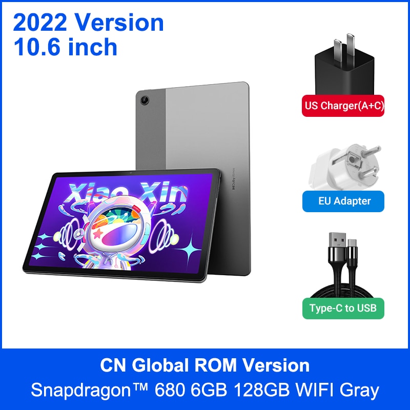Global Firmware Lenovo Tablet 2022 or Xiaoxin Pad 2022 10.6 Inch 2K LCD Screen Tablets Android 12 64GB Snapdragon 680 Octa Core