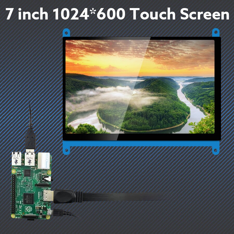 Portable Mini 7 Inch 5 Point Capacitive LCD Touch Screen Panel IPS 1024x600 Full HD HDMI Gaming Monitor PC Display Raspberry Pi