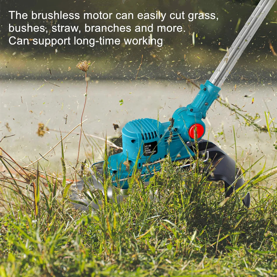 Cordless Lawn Mower Brushless Motor Electric Grass Trimmer Adjustable Length Angle Telescopic Pruning Garden Tools Wire Wheel