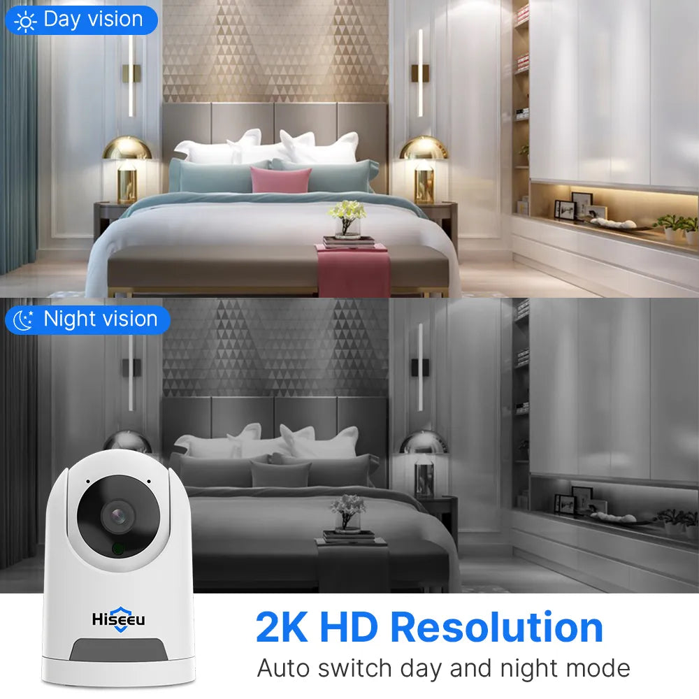 Hiseeu 2K 4MP Wifi PTZ IP Camera Smart Home 2 Way Audio AI Tracking Video Surveillance Security Baby Monitor Cameras ICSee APP