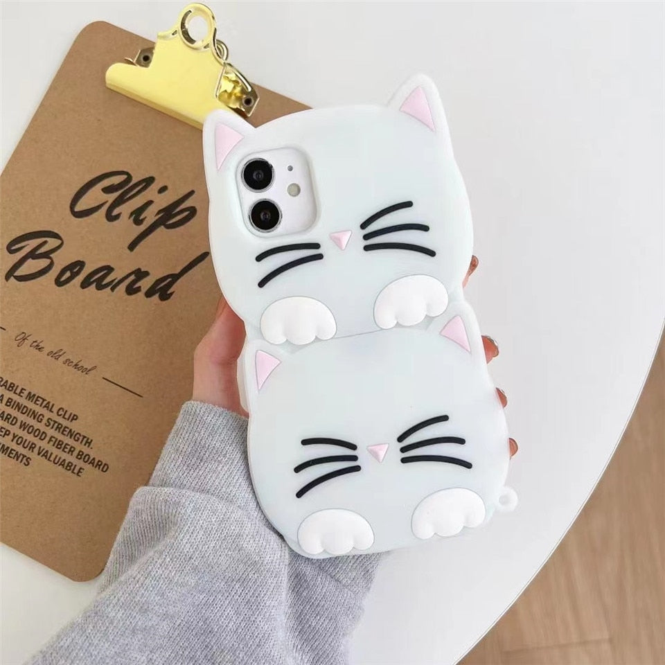 3D Cartoon Cute Cat Ear Case for Samsung Galaxy A53 A33 A71 A51 A31 A02 A52 A10S A13 A12 J6 J4 Plus Silicone cat phone case