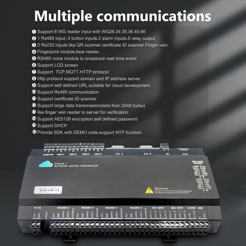 HTTP MQTT TCP IP Based Door Access Controller Panel Network WEB WAN Wiegand RS232 RS485 4-Door Ethernet Access Control Free SDK