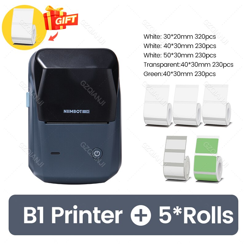 NiiMbot B1 Label Sticker Tag Price Printer with Paper Roll Waterproof Anti-Oil Tear-Resistant Price Tag Scratch-Resistant Papers