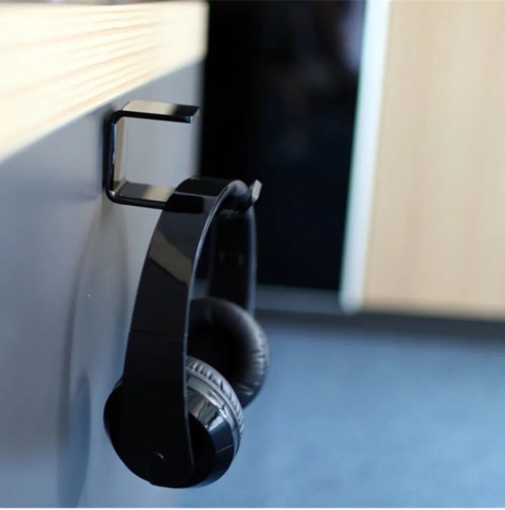Headset Holder Self-Adhesive Under Desktop Wall Mounted Headphone Hanger Universal Earphones Hook Rack Headphones Accessories