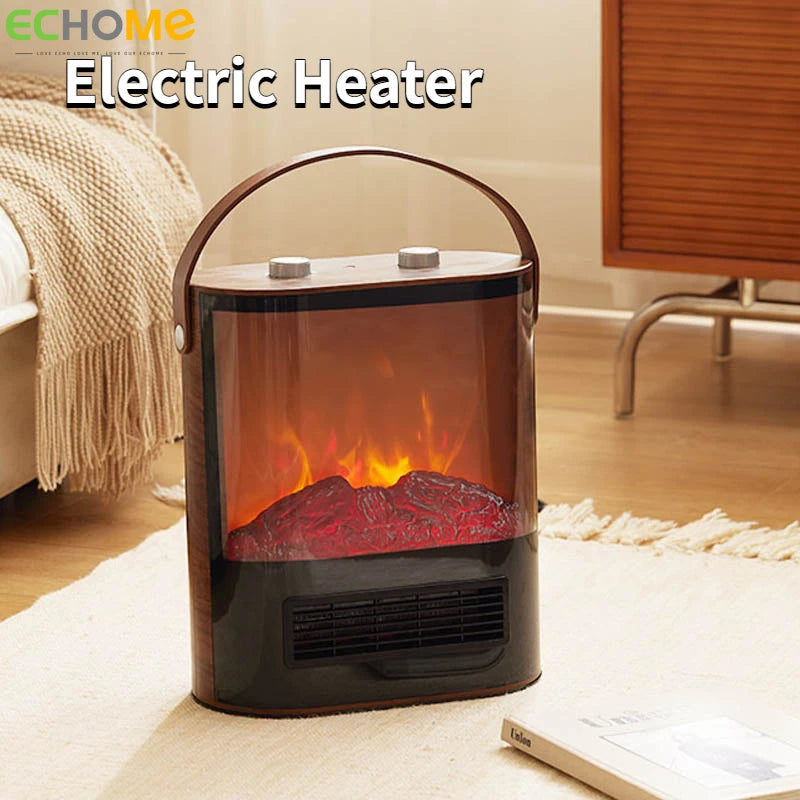 ECHOME Electric Heater Graphene with Handle Simulation Flame Warm Air Blower Fireplace Heater for Room Winter Electric Warmer