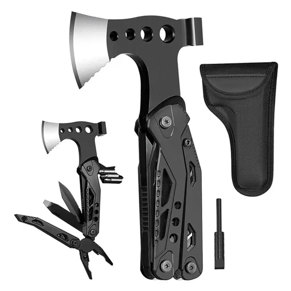 Multifunctional Small Axe Hammer Camping Pocket Knife Pliers Mini Portable for Hunting Camping Survival Outdoor Folding Tool