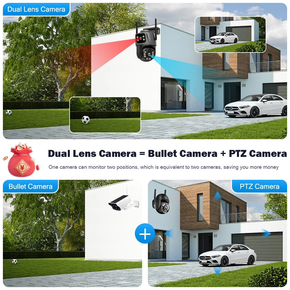 Outdoor 360º Wifi CCTV IP Security Protection 8MP 4K Wireless ICSee Video Surveillance for Smart Home Cameras Alexa