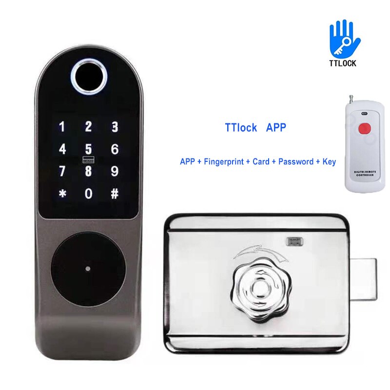 Tuya Wifi Smart Door Lock APP Remote Control TTlock Bluetooth Fingerprint Biometric Digital Passcode Card Rim Electronic Lock