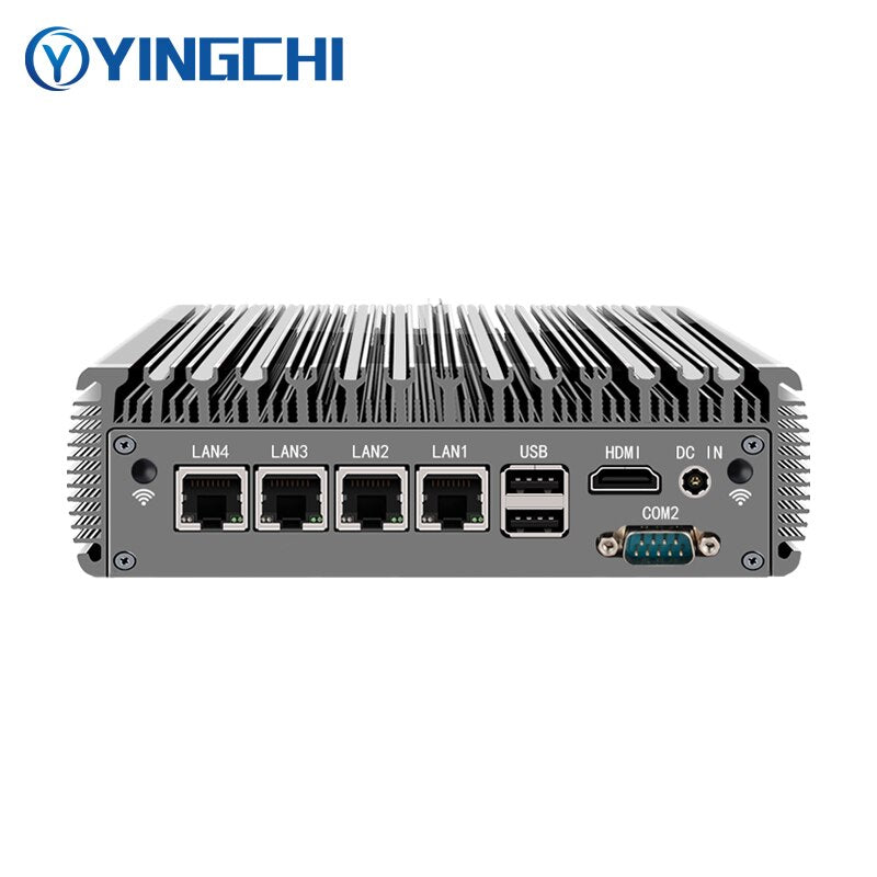 YINGCHI Intel Celeron J4125/N5095 Pentium J6426 Fanless Soft Router Mini PC 4x 2.5G LAN HD and VGA  Ports Firewall Appliance