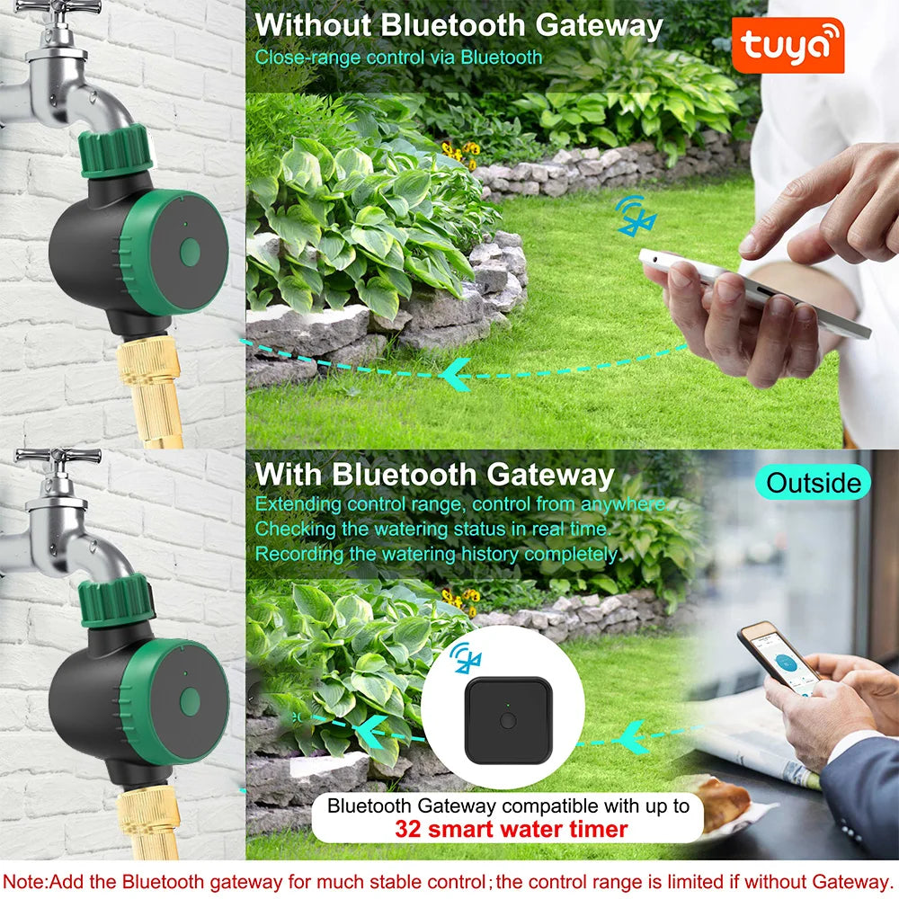 5-50m Bluetooth&Wifi-compatible Garden Watering Timer Green Drip Irrigation System Adjustable Sprinklers Phone Remote Controller