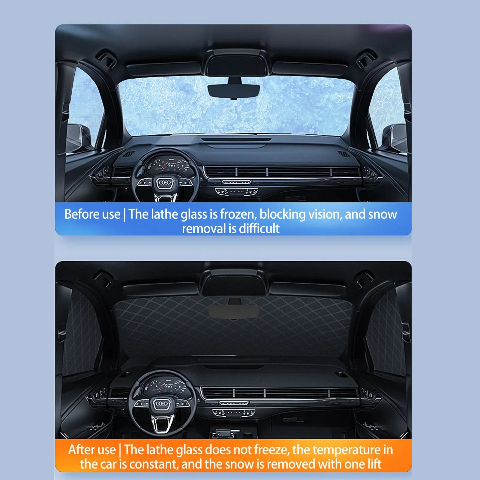 Universal Thicken Car Snow Cover Extra Large Car Windshield Hood Protection Cover Snowproof Anti-Frost Sunshade Protector