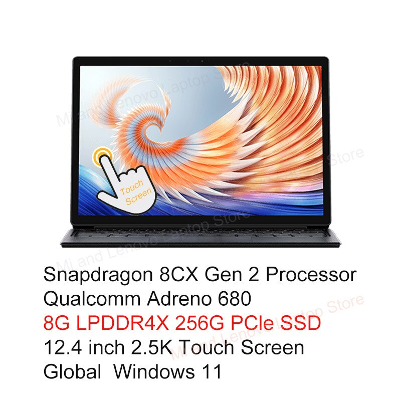 Xiaomi Book 12.4 Notebook Snapdragon 8CX Gen 2 Qualcomm Adreno 680 8G+256G SSD 2.5K Touch Screen 2 In 1 Laptop Tablet+Keyboard