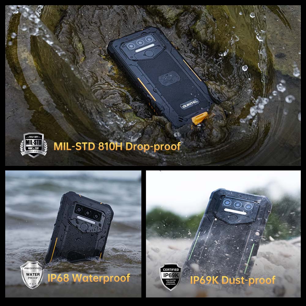 Oukitel WP23 Rugged Android 13 Cell phone 4GB 64GB 10600mAh Battery Smartphone 13MP Rear Camera 6.52" HD+Display Mobile Phone