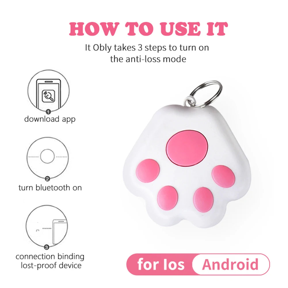 Wireless Bluetooth-compatible Pet Tracer Smart Anti Lost Keychain Dog Cat Locator GPS Kids Alarm Tag Finder Key Collar Tracker A