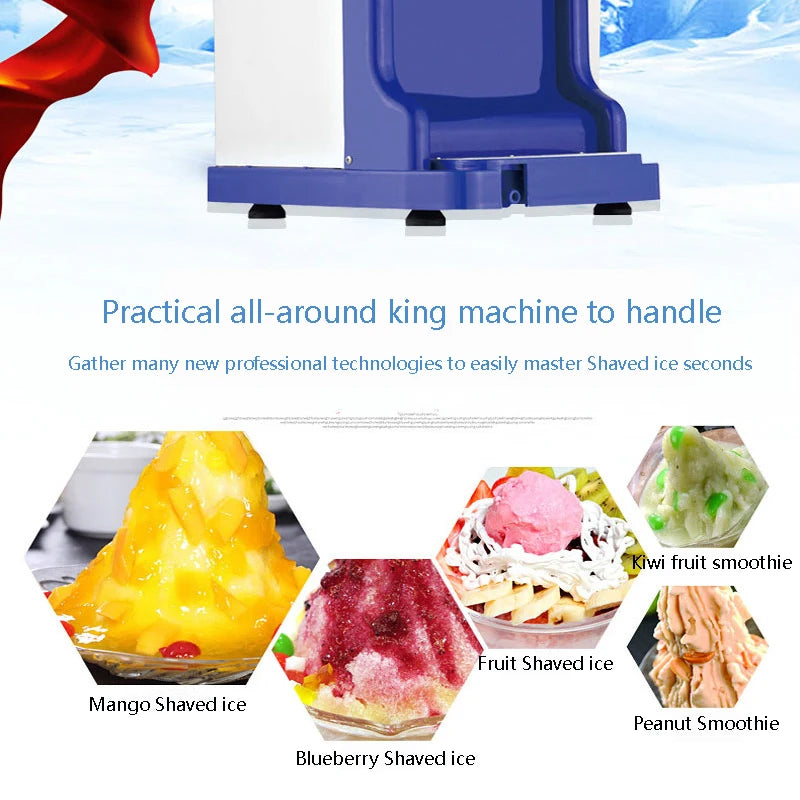 PBOBP Electric Ice Crusher Shaved Ice Machine Commercial Ice Machine Household Small Double-knife High-power Smoothie Machine