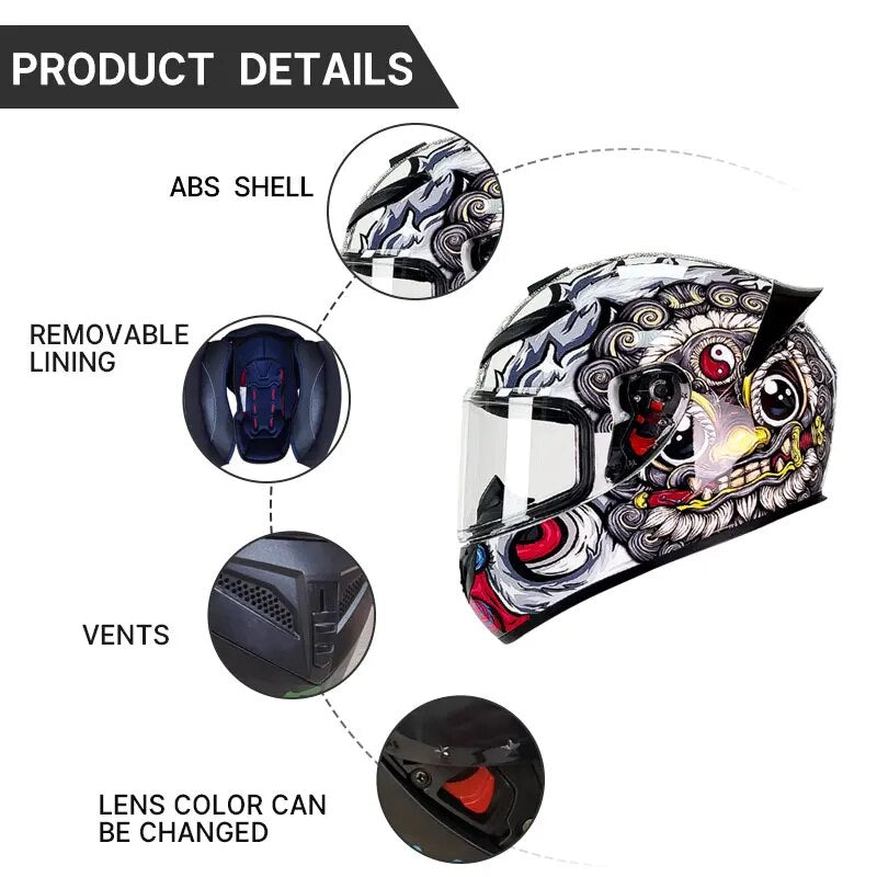 Full Face Helmet Motorcycle Casco Moto Double Lens Capacete De Moto Casco Para Moto Certificado Cascos Para Motos Cycling Helmet