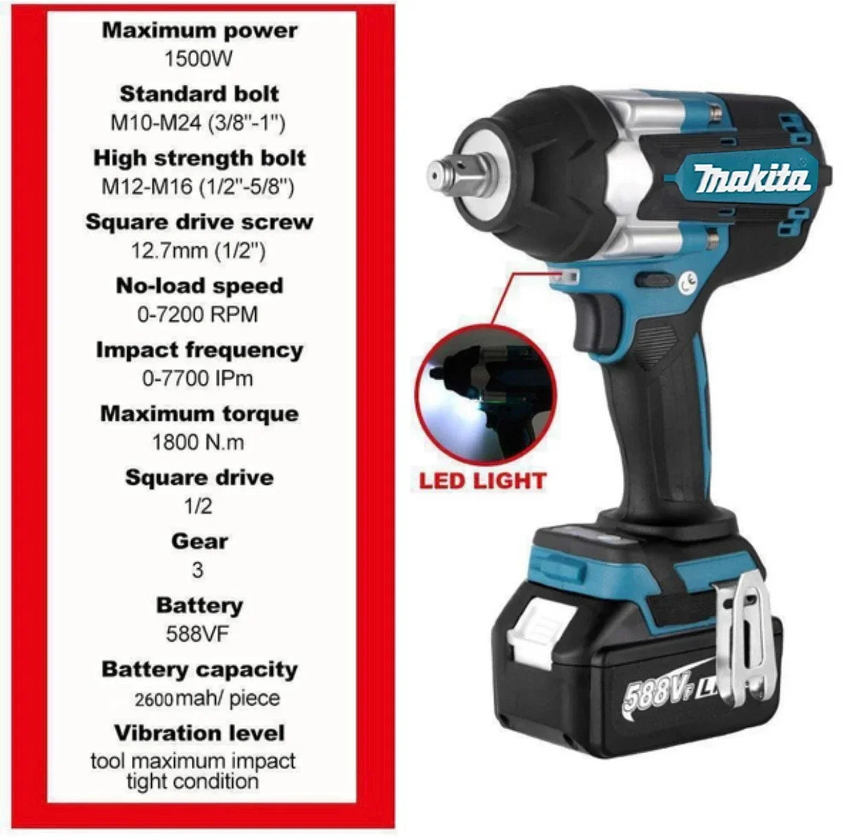 Makita DTW700 18V Cordless 1/2 Wrench Electric Key Impact Drill Power Tools Torque Wrench Wireless Drill Free Shipping Ratchet D