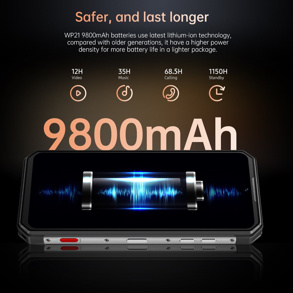 Oukitel WP21 Rugged Phone 6.78“FHD+ Night Vision 9800mAh Android 12 Mobile Phone 64MP Camera Helio G99 12GB+256GB Smartphone