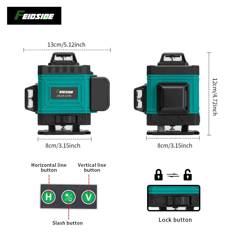 AliExpress Collection FEIDSIDE 16/12 Lines 4D Laser Level Green Line SelfLeveling 360 Horizontal And Vertical Super Powerful