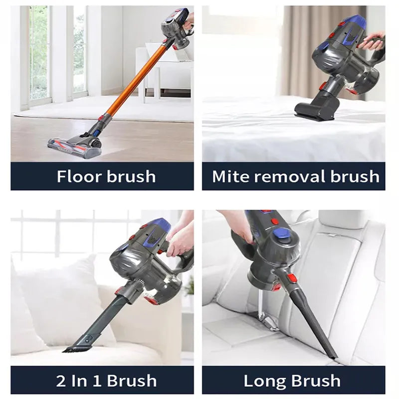 Wireless Handheld Vacuum Cleaner For Home Electric Broom 15kPa Powerful Suction Carpet Floor Bedding Cleaner Removable Battery