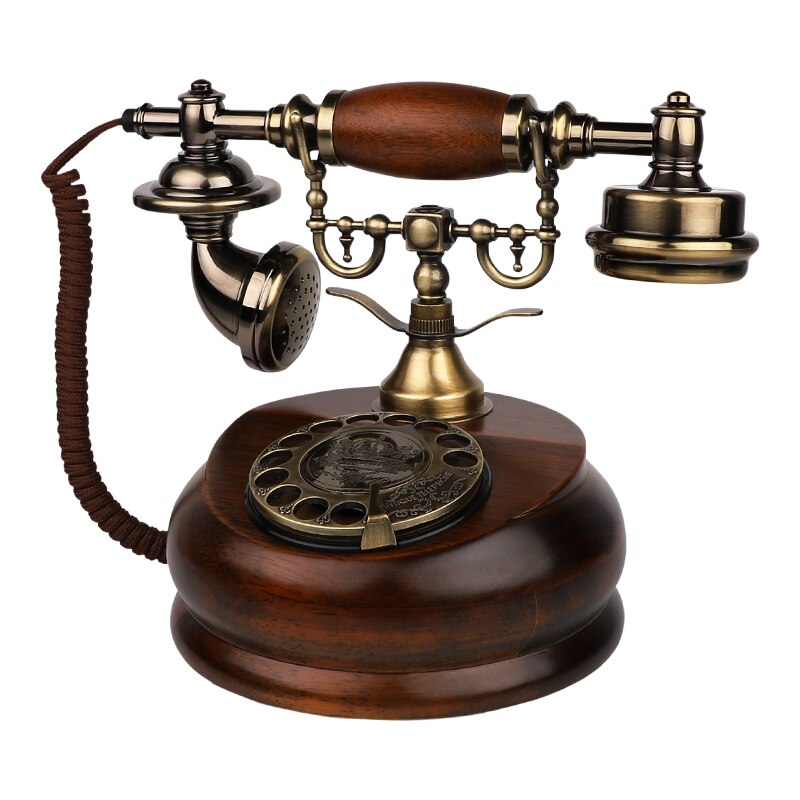 Retro Solid Wood Telephones Resin Digital Button Dial Phone And Rotary Dial Corded Nostalgic Landline for Home Vintage Decorativ