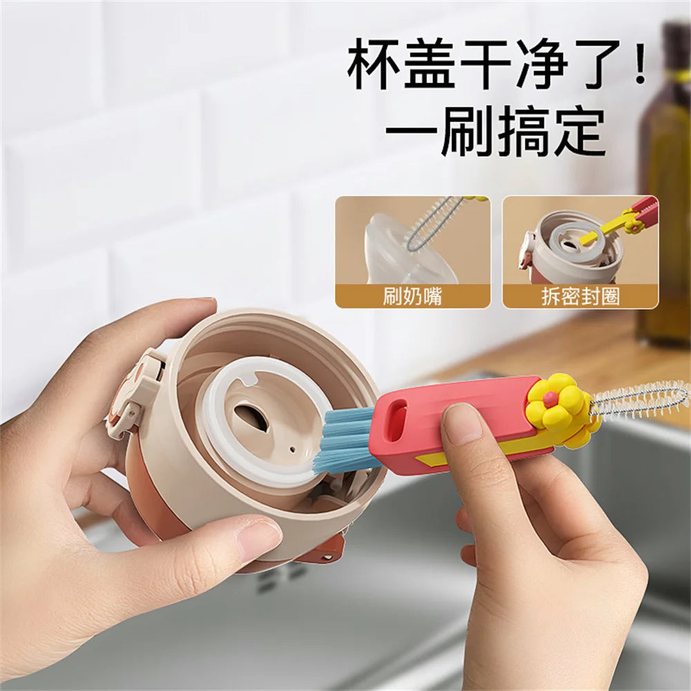 1pcs Multifunctional Cup lid Cleaning Brush 3 In 1 Household Detailing Cleaning Brushes Baby Bottle Cleaning Brush Tools