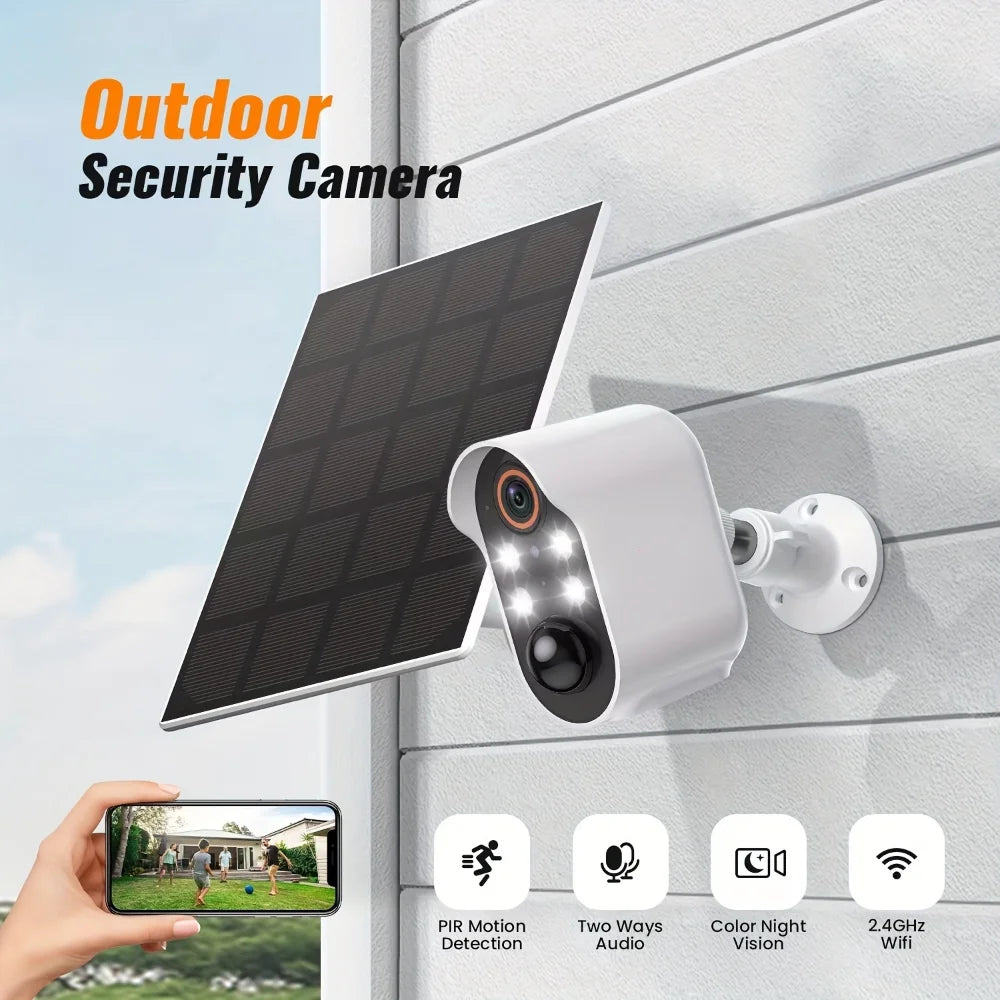 Wireless 1080P Surveillance Solar Battery Camera WiFi CCTV Security Outdoor IP Camera Built-In Rechargeable Battery Powered Cam