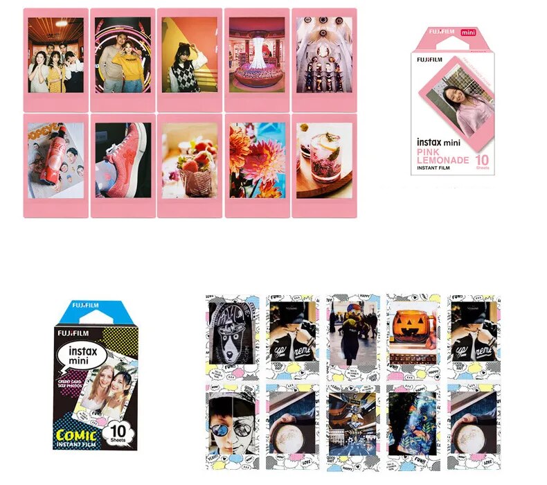 Fujifilm Instax Mini Film 10-50 Sheets Exposures Papers Color Design for Fuji Instax mini 12 Film Camera mini 11/40/9/8/7/70/90
