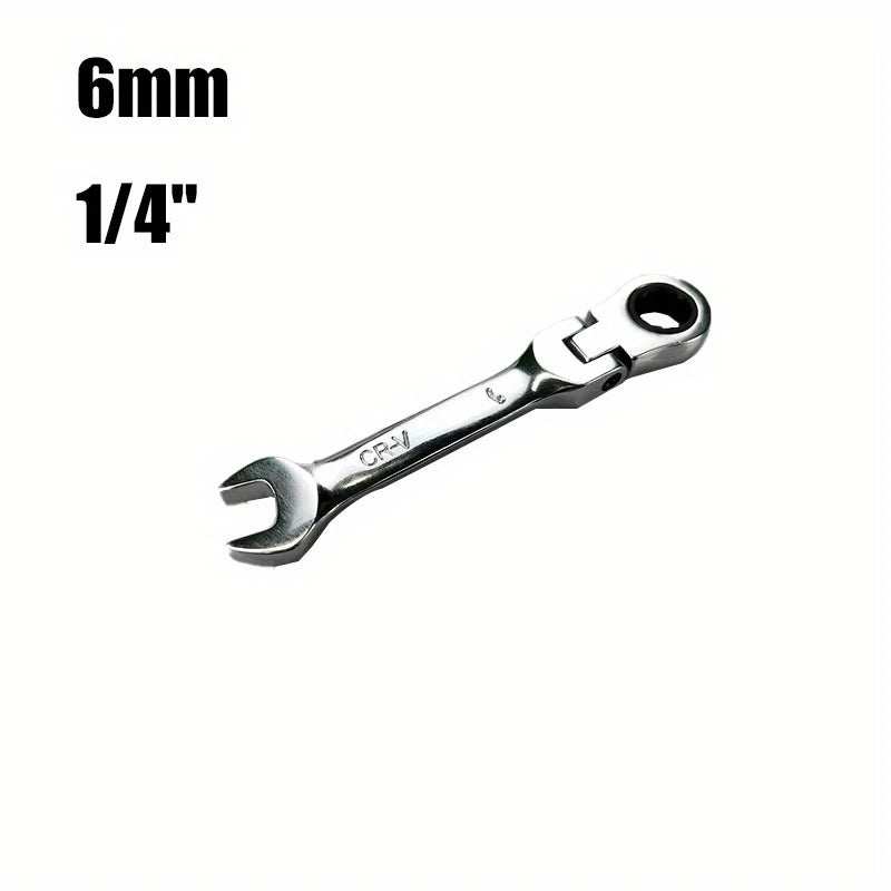 Flexible Pivoting Head Ratchet Short Wrench Spanner Garage Metric hand Tool 6mm-19mm For auto and Home Repair 1pcs