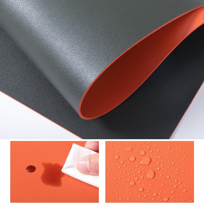 1 Pcs Solid Color PU Mouse Pad Simple Waterproof Game Mat Anti-slip Practical Table Mat Office Supplies【Wholesale】