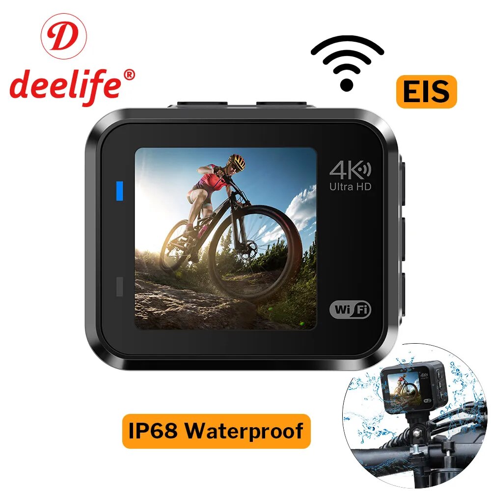 Deelife 4K Action Camera WiFi Sports Cam with Stabilizer Waterproof