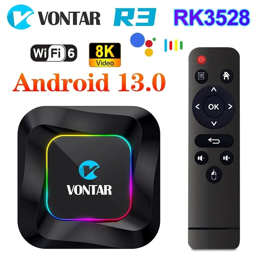 VONTAR R3 TV Box Android 13 Rockchip RK3528 Quad Core Cortex A53 Support 8K Video BT Wifi6 Google Voice Media Player Set Top Box