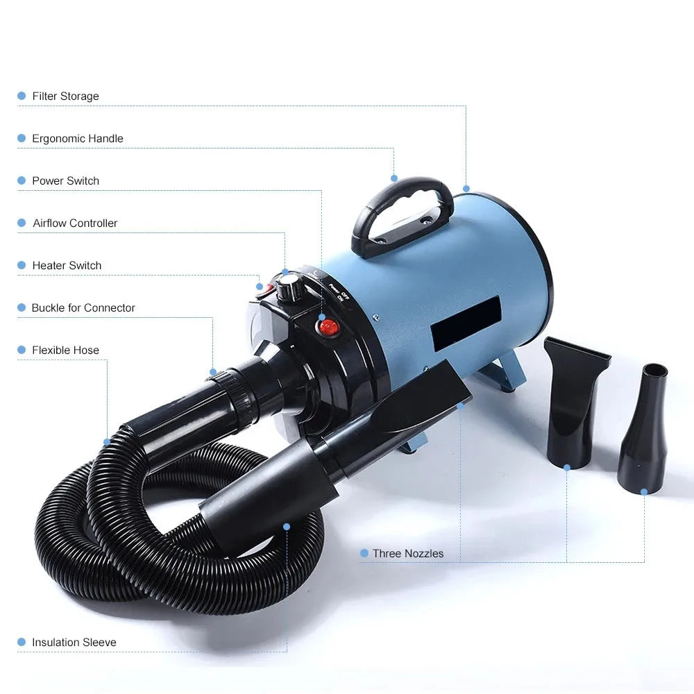 2800W Hair Dryer For Dogs Pet Grooming Supplies Blower Warm Wind Secador Fast Blow-dryer Silent Stepless Speed Regulation