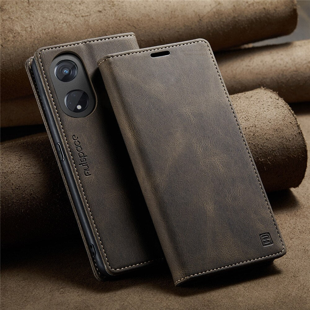 OPPO Reno8T 5G Case Leather Magnetic Card Bags Cover For OPPO Reno 8T 4G Case Luxury Wallet Stand with Holder Reno8T Phone Case