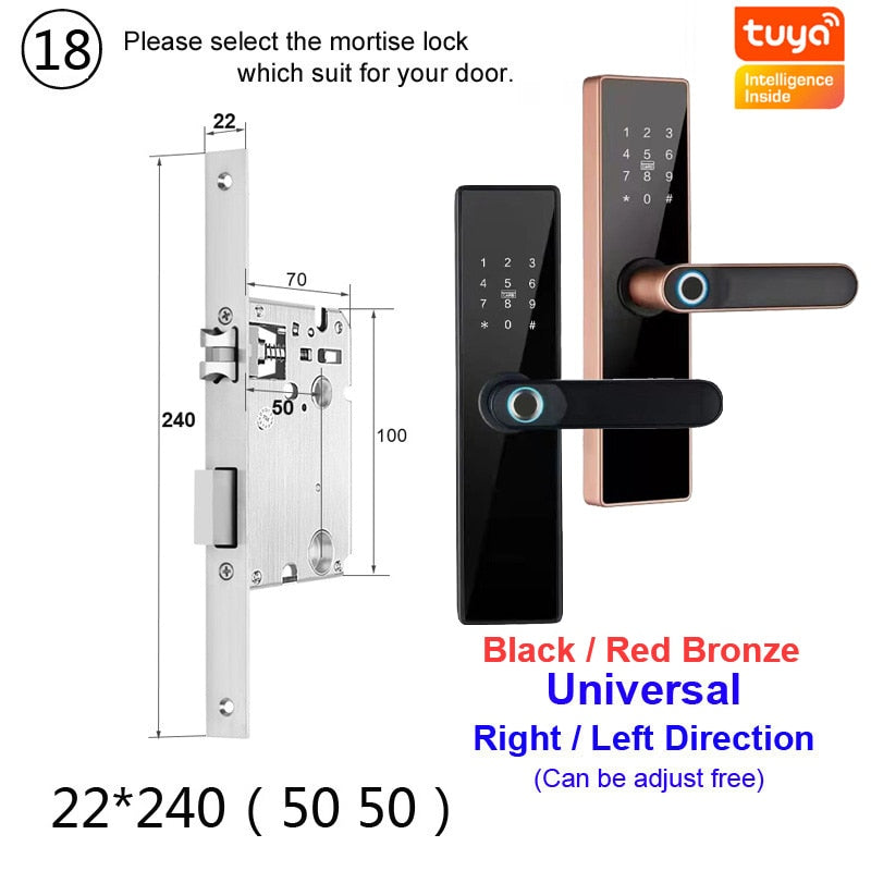 NEW RAYKUBE H4 Tuya Electronic Lock Wifi Smart Door Lock Fingerprint Lock Password IC Card Key USB Charge For Smart Home