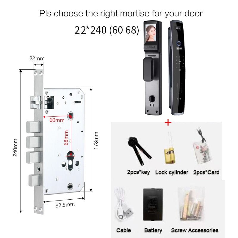 Fully Automatic WIFI APP 3D Face Recognition Smart Lock Fingerprint Biometric Card Key Digital Lock Home Smart Lock