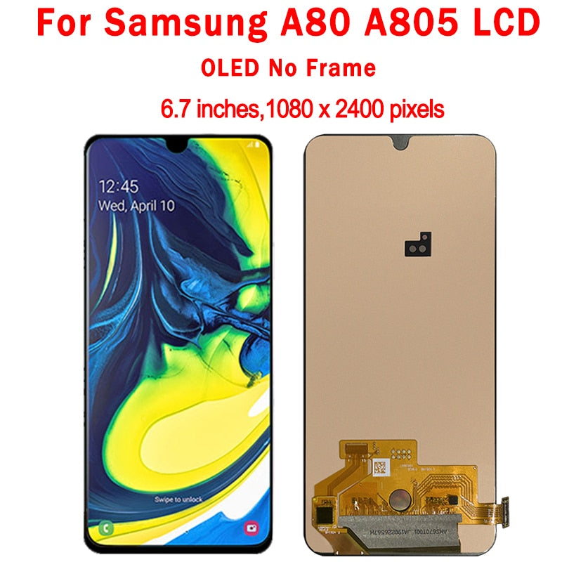 6.7''Original For Samsung Galaxy A80 A805 A805F LCD display Touch Screen Digitizer Assembly with Fingerprint For Samsung A90 LCD