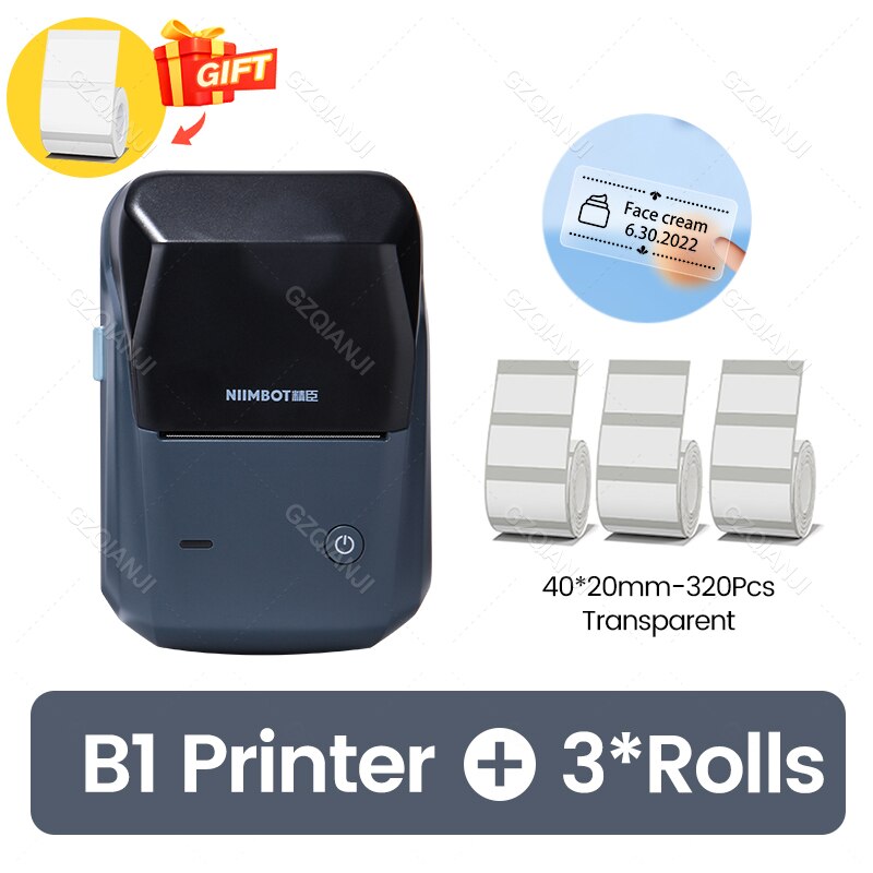 NiiMbot B1 Label Sticker Tag Price Printer with Paper Roll Waterproof Anti-Oil Tear-Resistant Price Tag Scratch-Resistant Papers