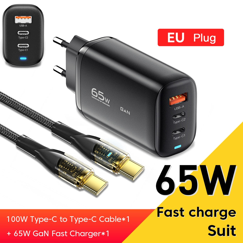 Essager 65W GaN USB Type C Charger For Laptop PPS 45W 25W Fast Charge For Samsung QC3.0 PD3.0 For iPhone14 13 Pro Phone Chagers