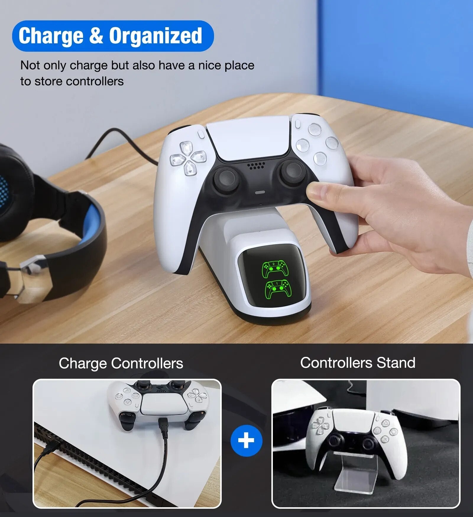 NEW2023 Fast Charger for Playstation 5 Controller Charger Station Charging Cradle Dock Station With LED Indicator for PS5 Gamepa