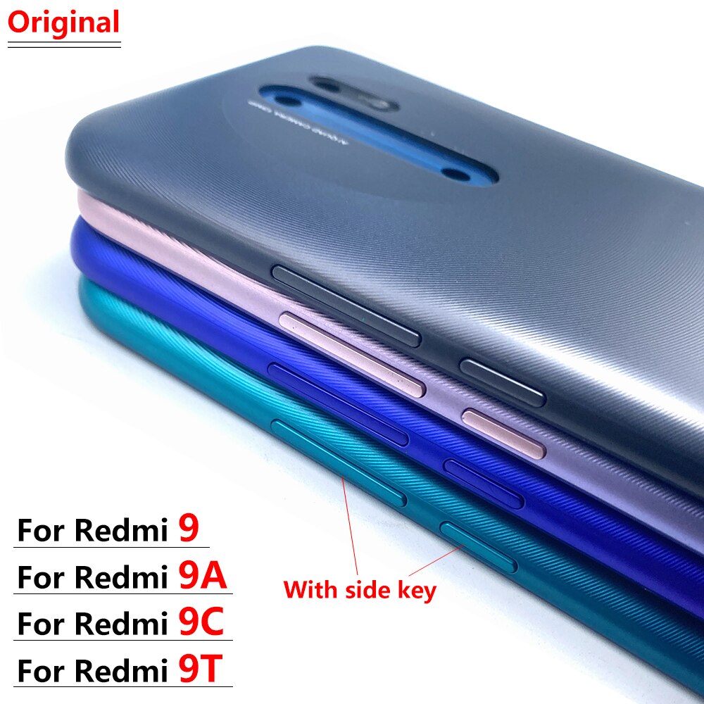 Original Battery Back Cover Rear Door Housing Case Replacement With Volume Power Button Side Key For Xiaomi Redmi 9A 9T 9C 9