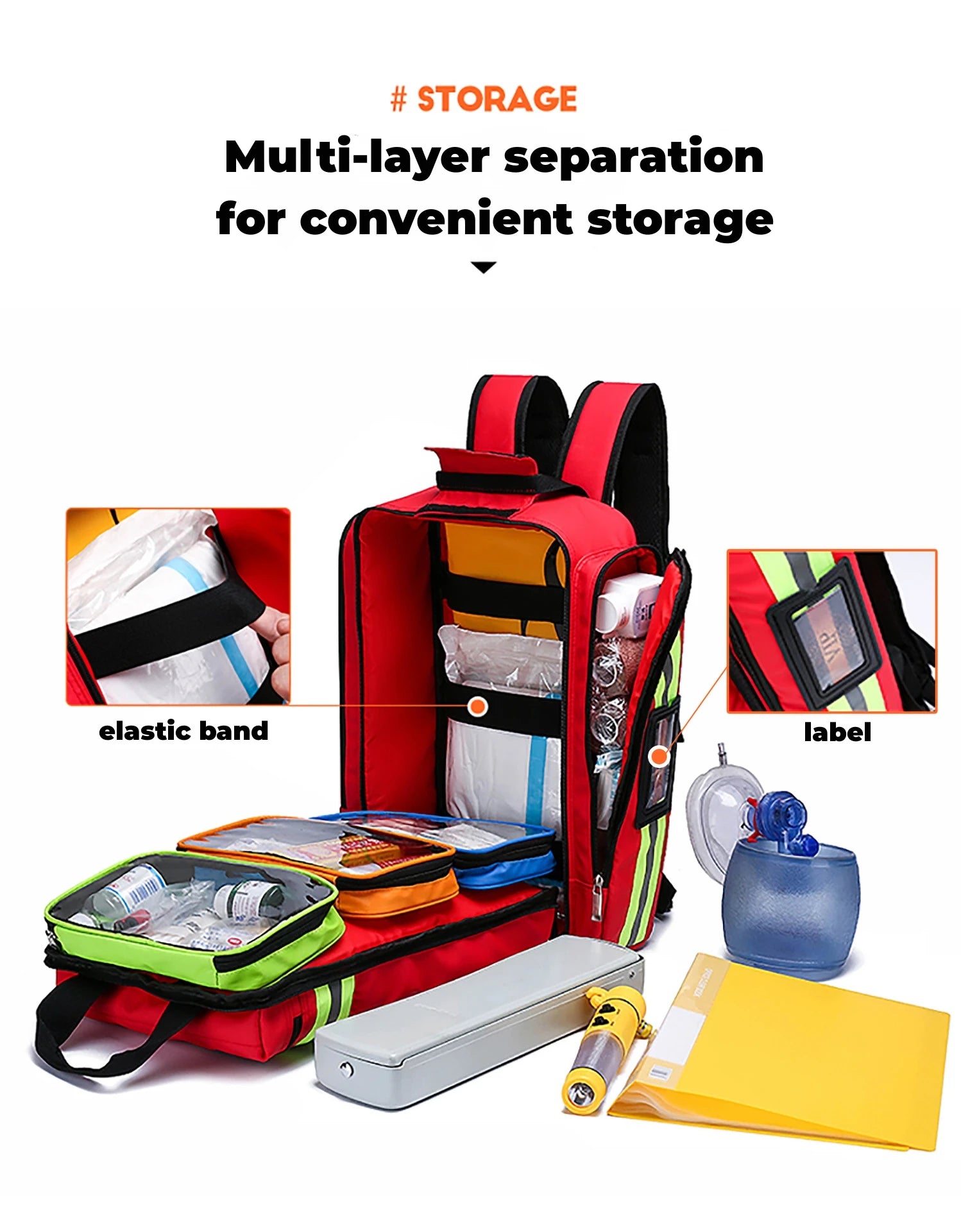 Multi-layer EMS Bag Empty Waterproof Backpack Large Capacity for Outdoor Travel Clinic Nursing Rescue Survival Earthquake