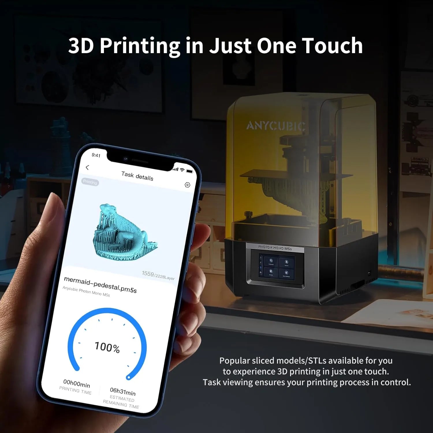 ANYCUBIC Photon Mono M5s 12K Resin 3D Printer with Smart Leveling-Free 10.1" Monochrome LCD Screen 3X Faster Smart Printing