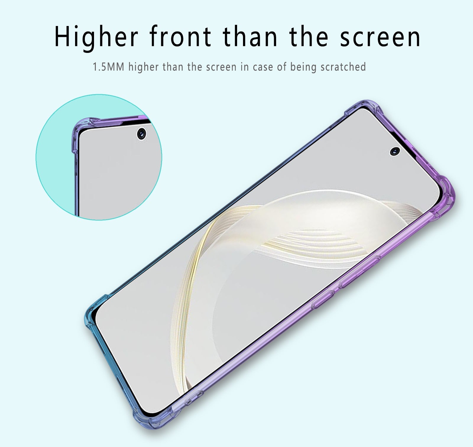 Clear Cute Gradient Huawei Nova 11 Pro Phone Case Slim Anti Scratch Flexible TPU Shockproof Cover for Nova 10 9 SE Y90 Y70 Plus