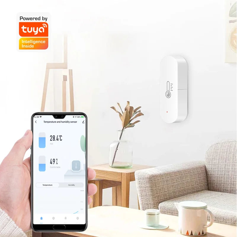 Tuya Wifi Smart Temperature And Humidity Sensor Battery Powered Smart Home Security Work With Alexa And Google Home Assistant