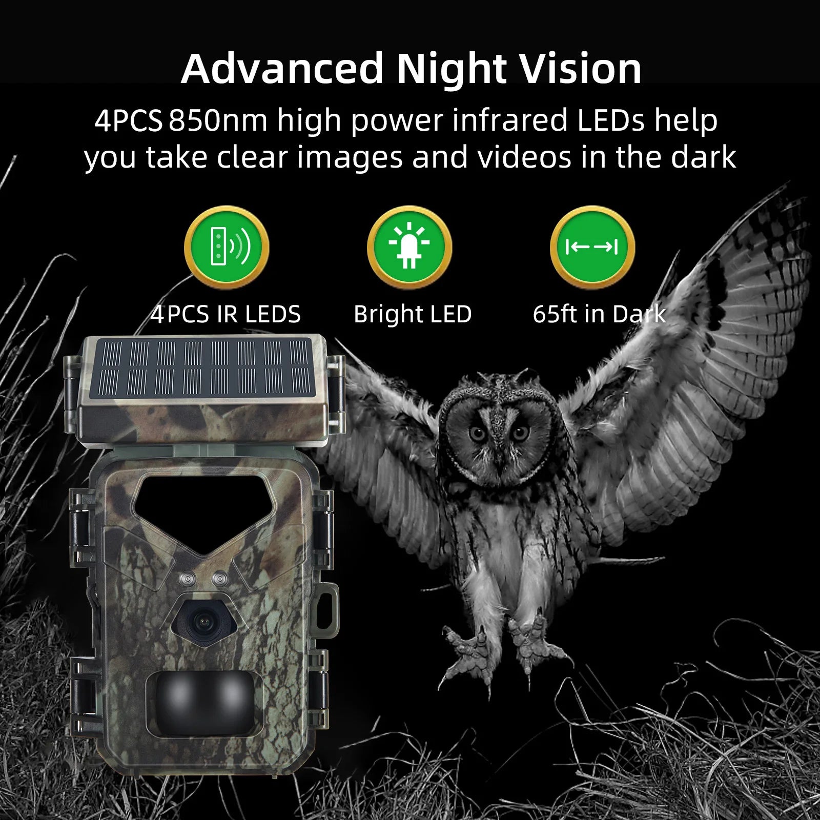 Solar Hunting Trail Camera Mini700 Infrared Night Vision Wildlife Observation Cam 20MP/1080P HD Charging Surveillance Traps Phot