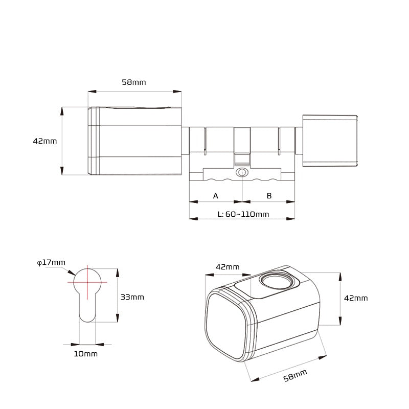 Saudi Euro Tuya TTLock APP Fingerprint RFID Card DIY Cylinder Lock Biometric Electronic Smart Door Lock Digital Keyless Replace