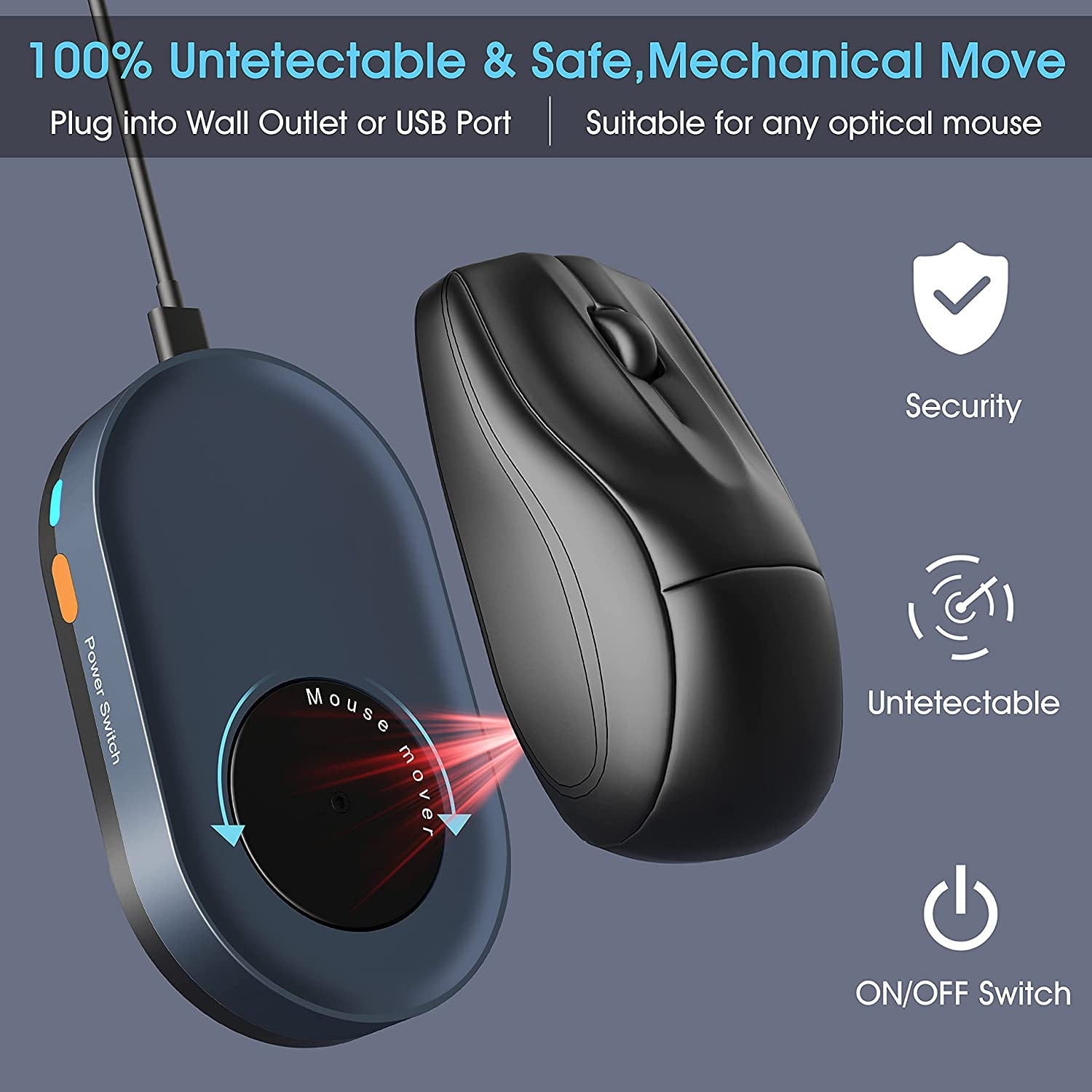 Mouse Mover Jiggler with ON/Off Switch and USB Port Drive-Free,Automatically Mouse Movement,Prevent Computer Laptop Lockdown