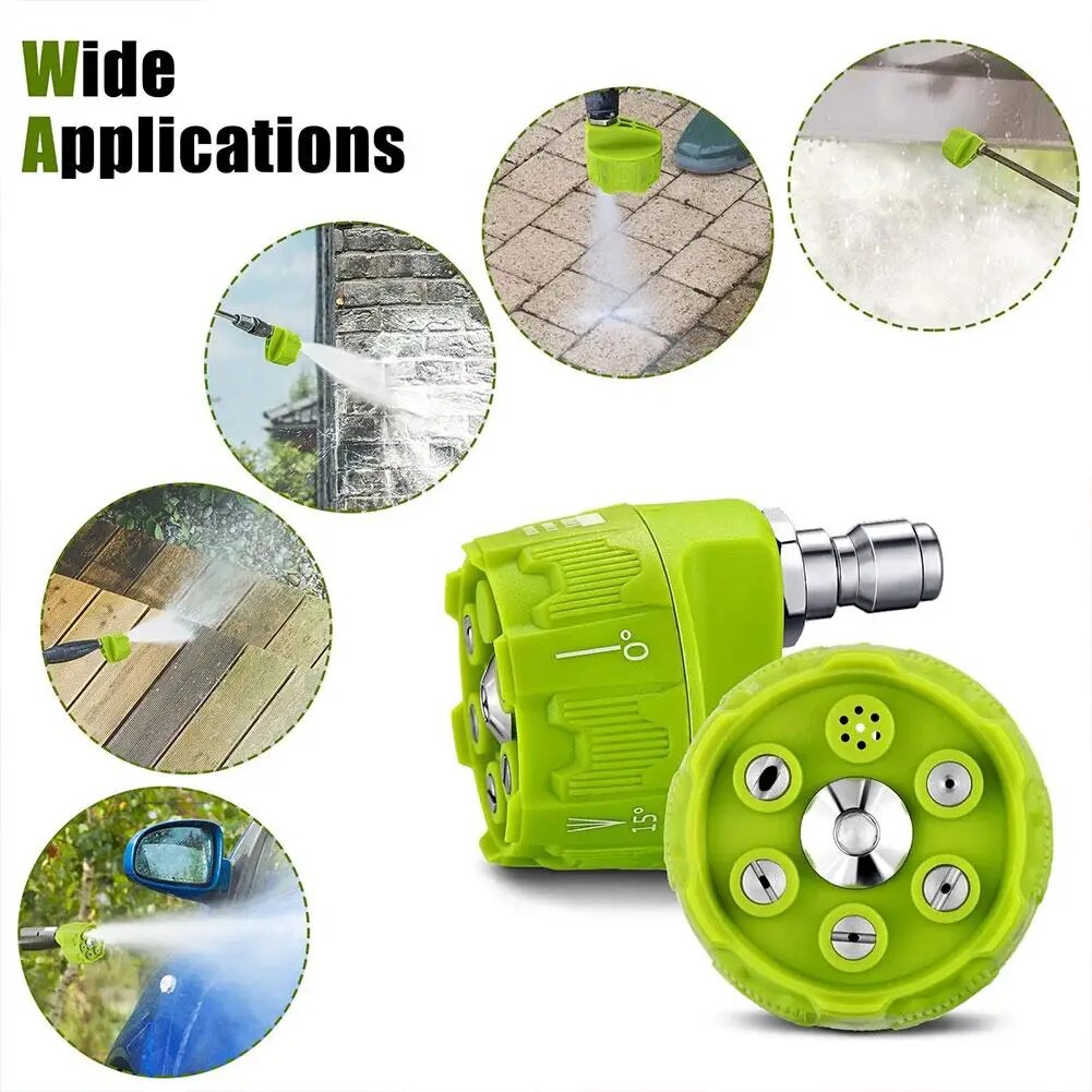 Universal 4000Psi High Pressure Washer Spray Nozzle 0 15 25 40 65 Degree Rotation Rotation Watering Rinse Soap Nozzle Tip Garden
