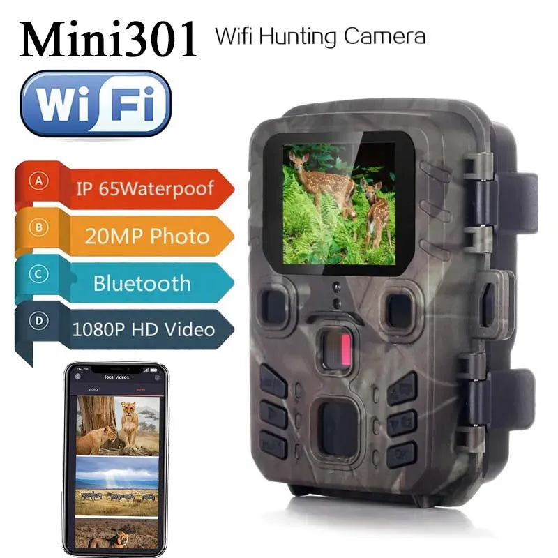 Mini301/Wifi301 Hunting Camera APP Control Trail Camera Wireless Bluetooth 24MP 1296P Night Vision Motion Wildlife Traps Photo